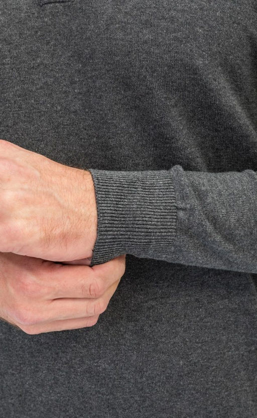 Джемпер мужской с отложным воротником и планкой на пуговицах F221-15-22021 темно-серый меланж - Fine joyce фото 5