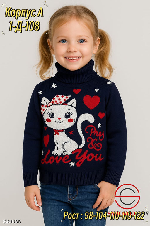 Свитер для девочки с рисунком