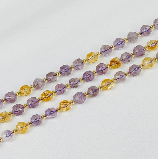 Бусины для украшений из лавандового Аметиста и Цитрина (38 бусин) 37 см