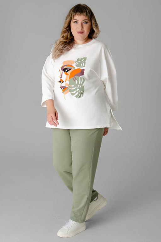 Арт. 2376 Костюм с брюками женский 52-60 (5 шт) Цвет:молочный, полынь - Калинка фото 10