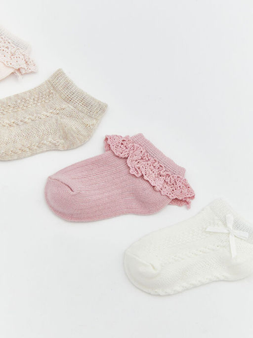 Desenli K?z Bebek Patik ?orap 4l?