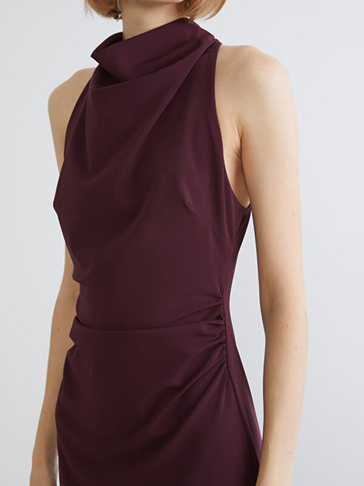 D?k?ml? Yaka B?zg?l? Krep Elbise