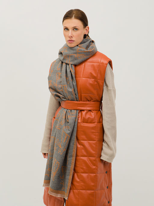 В составе шерсть и кашемир! теплый двусторонний палантин - Tantino фото 5