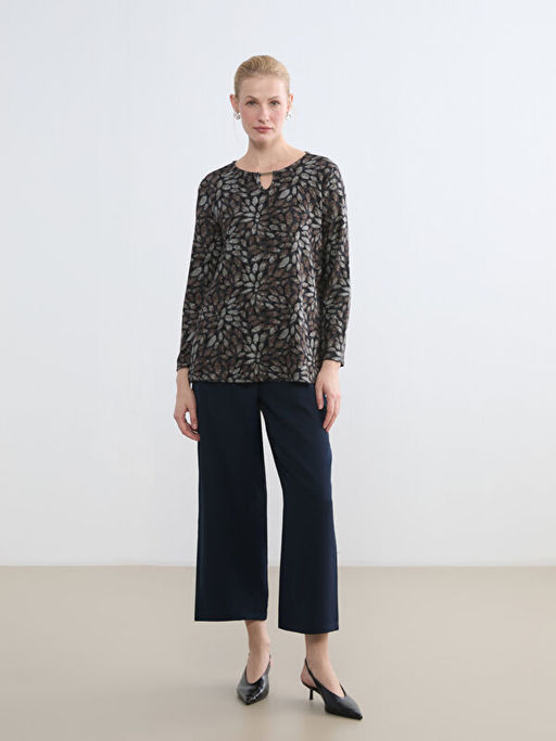 Bisiklet Yaka ?i?ekli Bluz