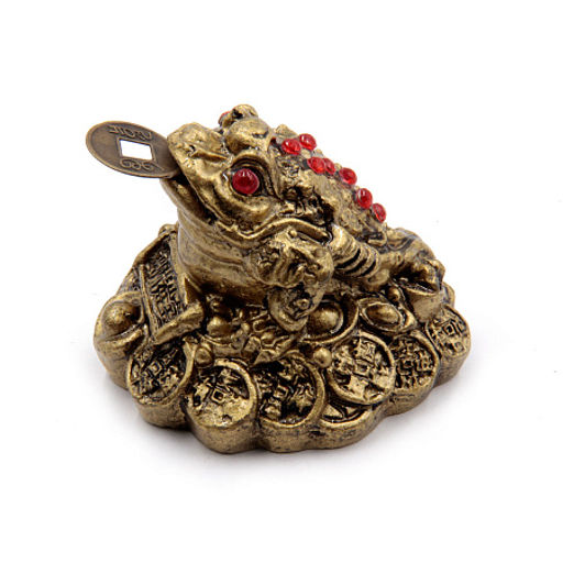 Фигурка Фен Шуй Жаба под бронзу стразы Оберег на процветание 4,5см-4,5см