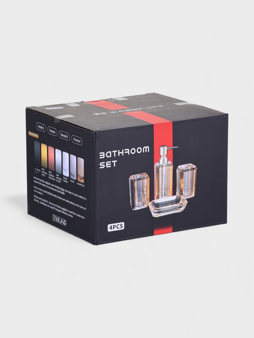 Набор для ванной «Кристалл», 4 предмета, дозатор, 2 стакана, мыльница