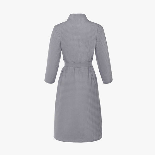 Халат вафельный женский Экономь и Я рукав 3/4, размер 42-44, серый, 100% хлопок, 200 г/м²