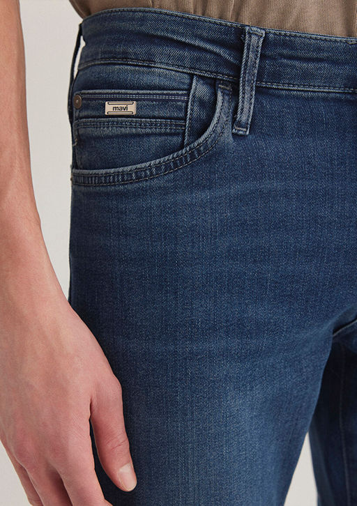 Martin Premium Blue Golgeli Koyu Mavi Jean Pantolon  фото 7