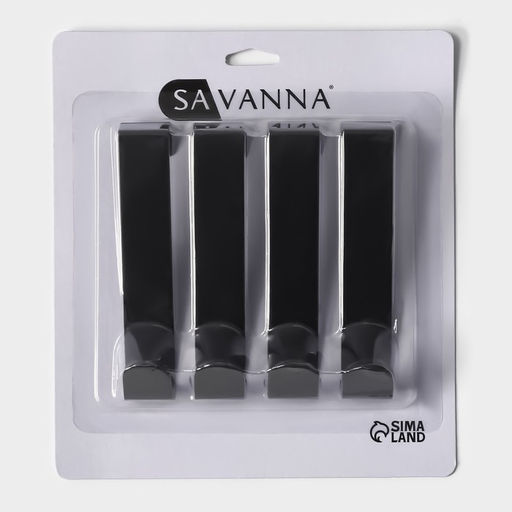 Крючки надверные SAVANNA Black Loft, 4 шт., металл, 3×12×2.2 см, чёрные