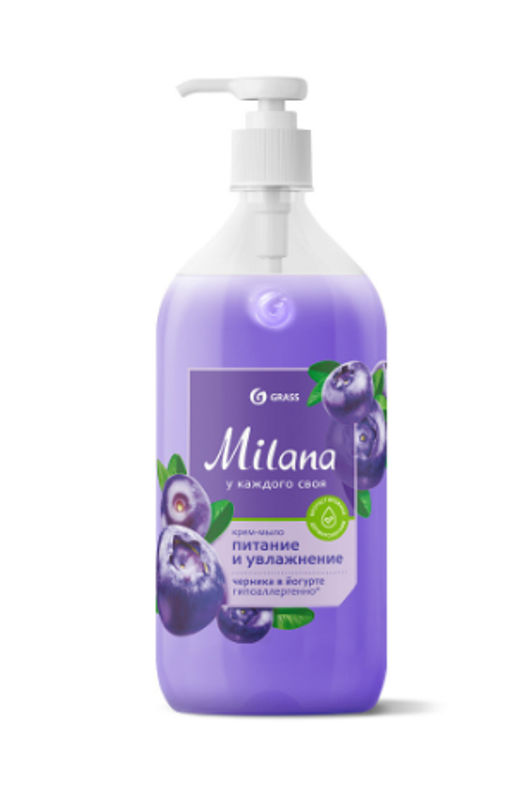 Крем-мыло жидкое увлажняющее Milana черника в йогурте (500 мл) - Grass фото 2