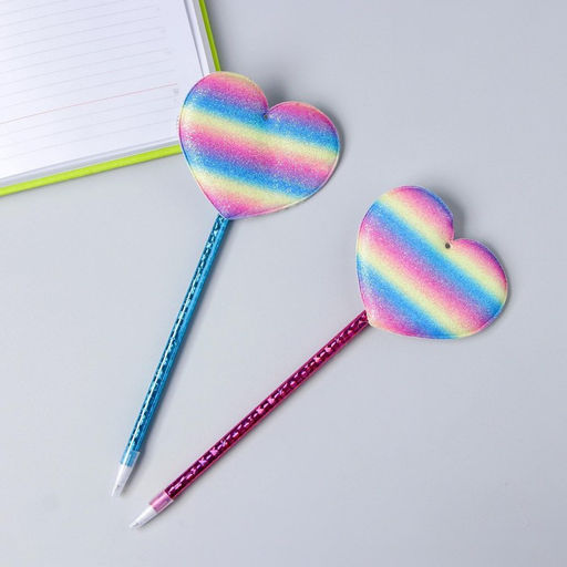 Цена за 12 шт. Ручка Сердечко, синие чернила, МИКС - Simaland фото 2