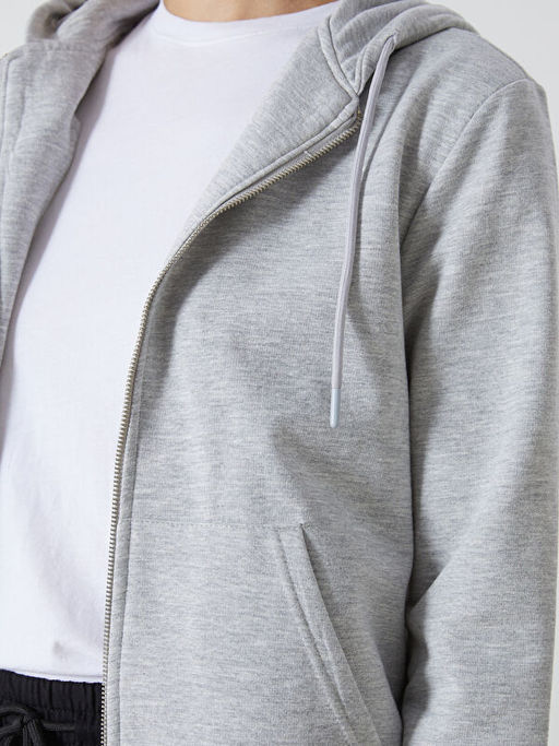 Kap??onlu Kad?n Fermuarl? Sweatshirt