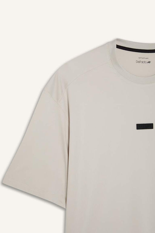 DeFactoFit Boxy Fit Bisiklet Yaka Bask?l? Sporcu K?sa Kollu Tisort  фото 3