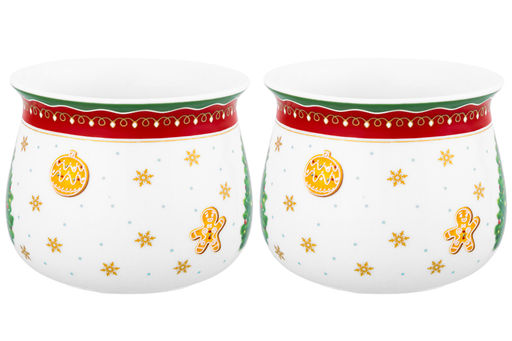Набор 2 кружек 250 мл 11*8,5*7 см Новогодняя елка, красный узор, бочонок NEW BONE CHINA - Elan gallery фото 9
