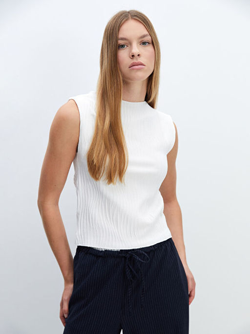 Bisiklet Yaka Dokulu Kad?n Bluz