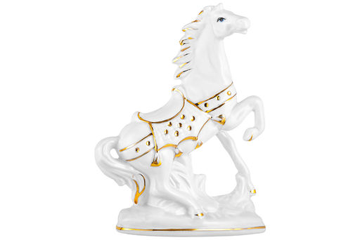 Фигурка декоративная 11*5*14,5 см Лошадь белая с золотом, фарфор - Elan gallery фото 3