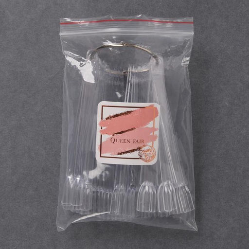 Палитра для лаков на кольце, 50 ногтей, форма мягкий квадрат, прозрачная