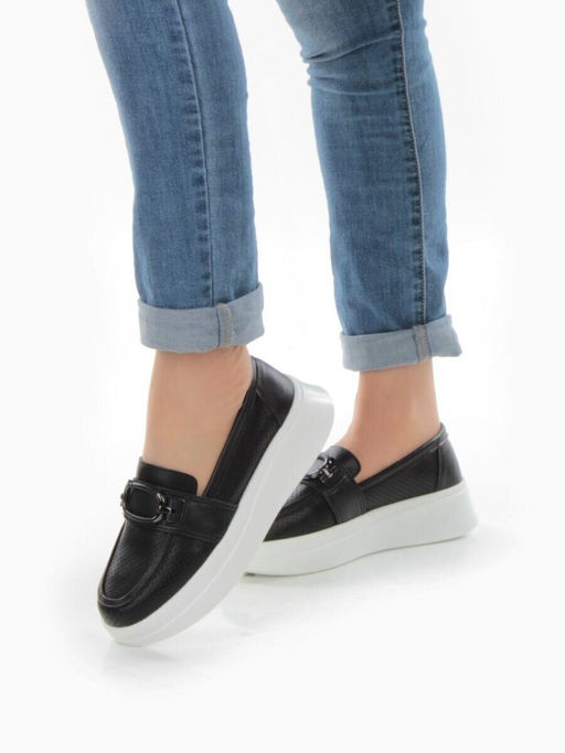 03-PDD169-6 BLACK/WHITE Полуботинки женские (натуральная кожа)