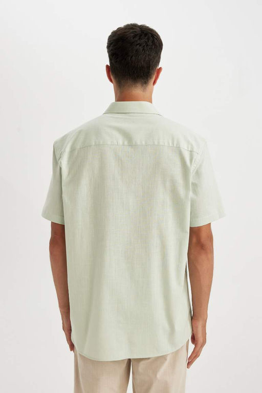 Хлопковая рубашка с короткими рукавами и воротником поло стандартного кроя - Defacto фото 6