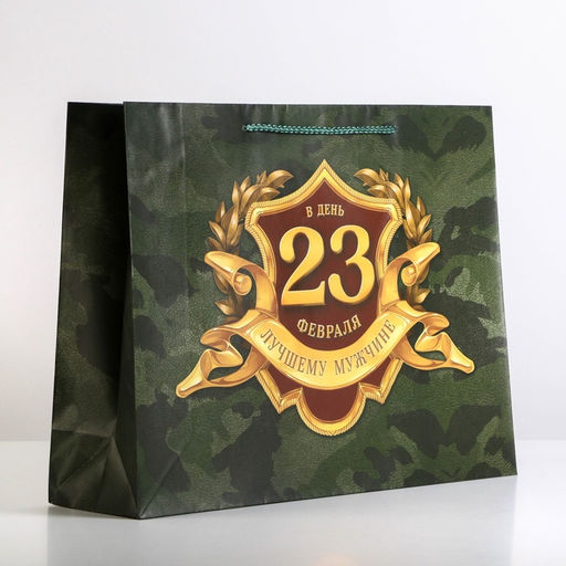 Цена за 2 шт. Пакет подарочный ламинированный, упаковка, «С 23 февраля», L 28×38×9 см
