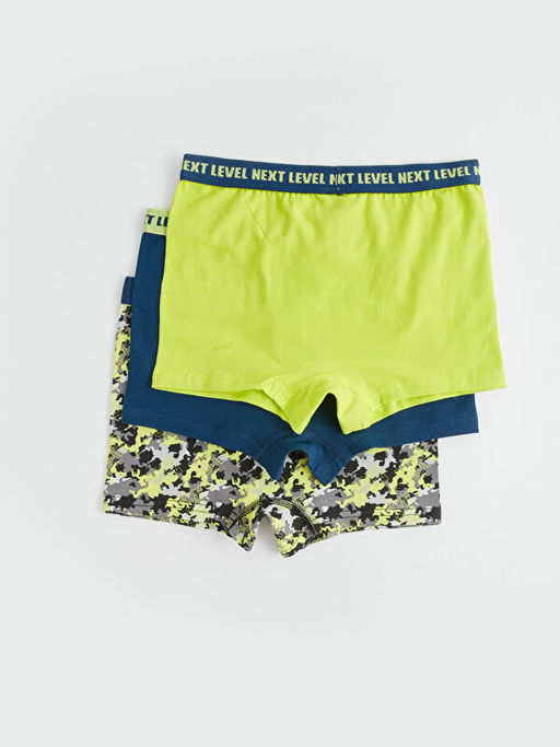 Bask?l? Pamuklu Erkek ?ocuk Boxer 3l? - Waikiki фото 2