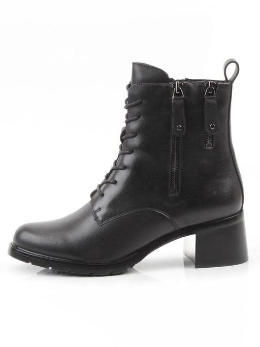 01-E102B-272A BLACK Ботинки демисезонные женские (натуральная кожа, байка)