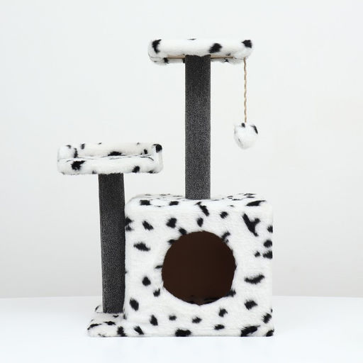 Домик для кошек с когтеточкой, квадратный, 3х-этажный, 35 х 45 х 75см, ковролин, микс цветов - Пижон фото 2