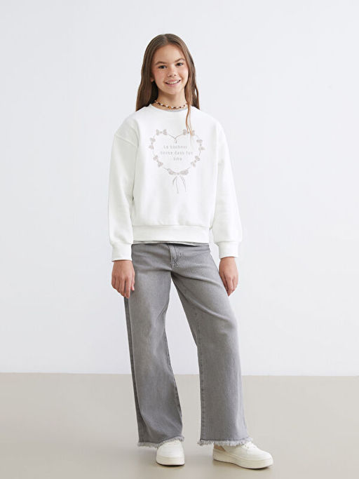 Bisiklet Yaka K?z ?ocuk Sweatshirt