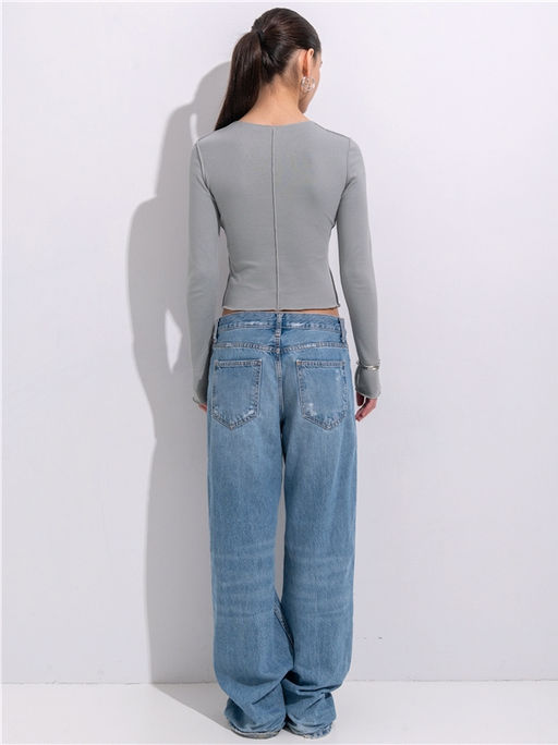 Лонгслив Апрель хлопок с лайкрой серый  фото 2