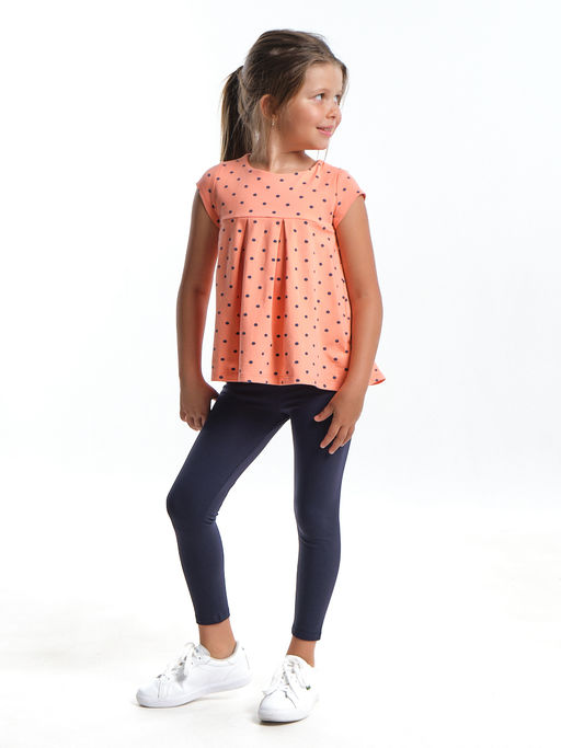 Комплект для девочки детский сад с лосинами UD 1624 персик горошек - Mini maxi фото 3