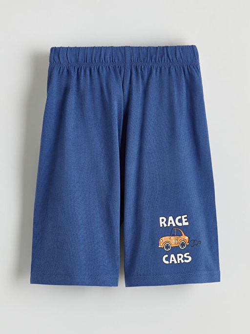 Araba Bask?l? Erkek ?ocuk ?ortlu Pijama Tak?m?