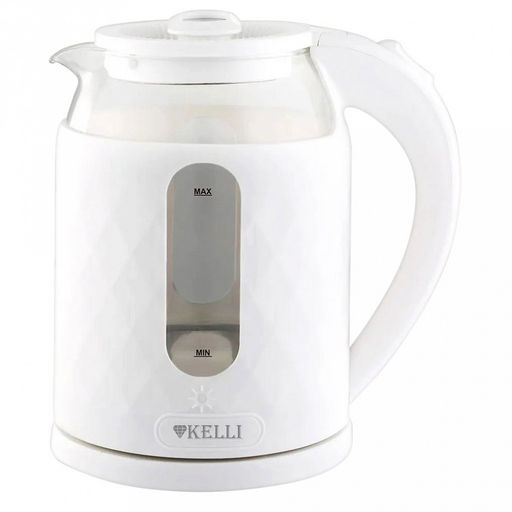 Чайник электрический "Kelli" 1,8л, комбинированный корпус стекло/пластик, термостойкое боросиликатное стекло, внутренняя подсветка, автоматическое отключение, поворачивающийся корпус на 360, закрытый нагревательный элемент, защита от перегрева, мощн