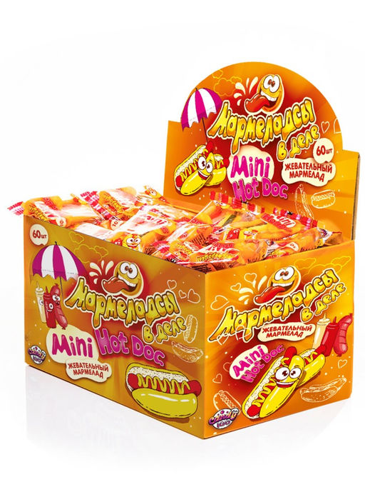 Жевательный мармелад Мармеладсы в деле mini HOTDOG, 60шт.