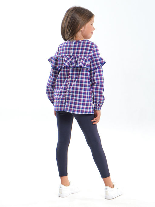 Блузка для девочки в клетку UD 4952 сирень клетка - Mini maxi фото 8