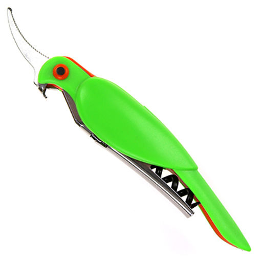 Штопор-открывалка металлический Ара с пилой, в пластмассовом корпусе, 12,3х2,5х2см, на картоне (Китай)