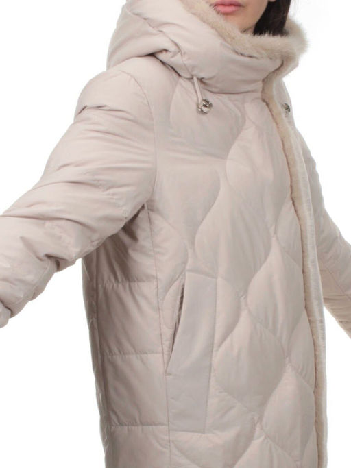 310 BEIGE Пальто зимнее стеганое женское (200 гр. холлофайбер, натуральная норка) - Fashion фото 2