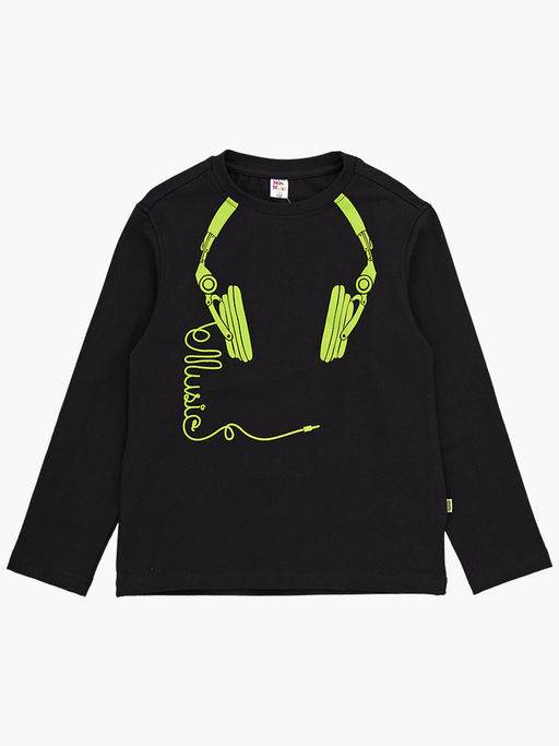 Лонгслив для мальчика UD 7732 черный/салатовый - Mini maxi фото 4