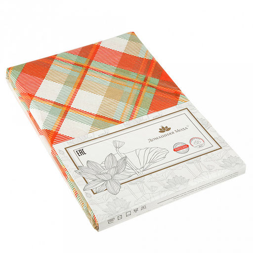 Скатерть 200х145см "Ботаника" клетка, длина стола до 160см, на 6-8 персон, рогожка 186г/м2, хлопок 100%, упаковка классическая 28х41см, "Домашняя мода" (Россия)