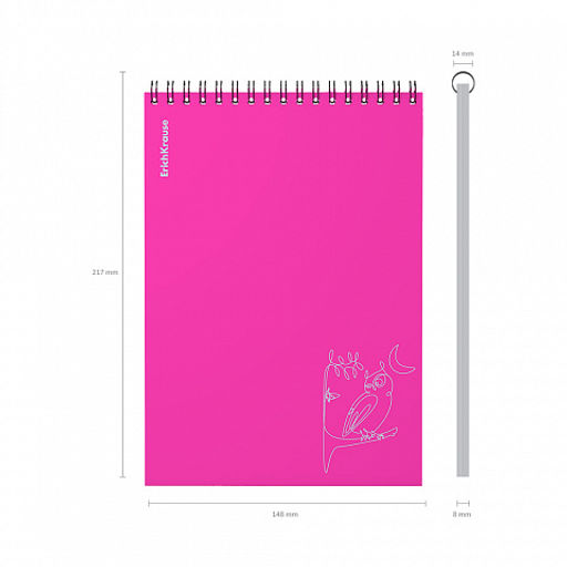 Цена за 4 шт. Блокнот с пластиковой обложкой на спирали ErichKrause Silhouette, розовый, A5, 80 листов, клетка фото 4