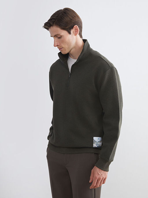 Fermuarl? Dik Yaka Erkek Sweatshirt