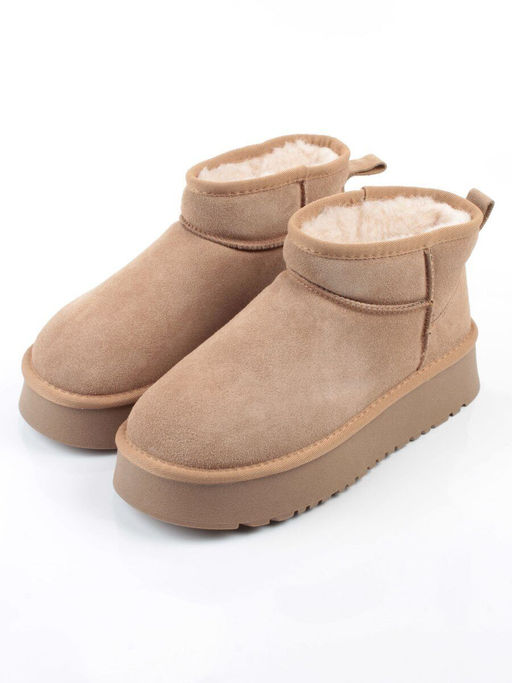 04-PF8520-3 BEIGE Угги женские (натуральная замша, 100% шерсть)