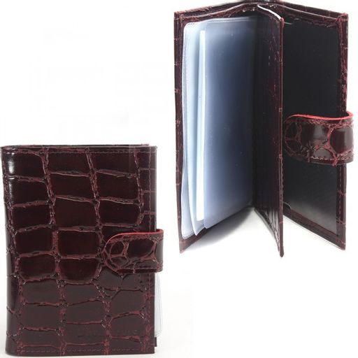 Обложка для авто+паспорт-Croco-ВП-1022 с хляст, двойн стенка, натуральная кожа бордо скат (67) 226026