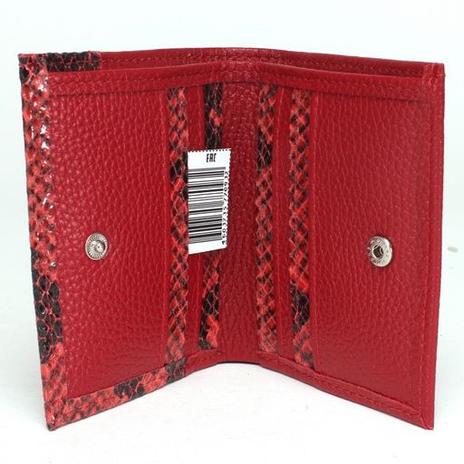 Портмоне женское Croco-ПР-915 натуральная кожа 1 отд, 9 карм, красный питон/красный флотер (11/001/113) 236249  фото 3