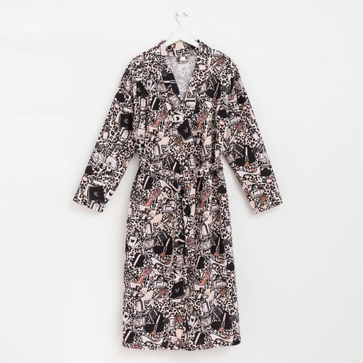 Халат женский удлинённый Этель «Леопард», размер 50-52, вафля 200 г/м², хлопок