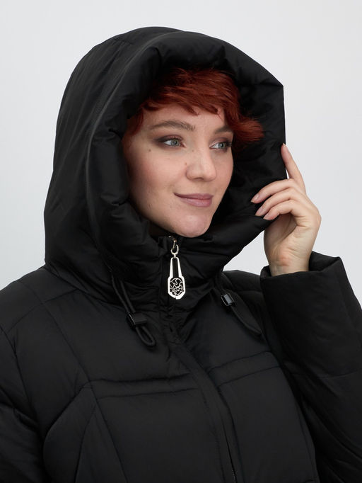 Пальто зимнее Visdeer 7702Ch женское утепленное 240 г/м² черное  фото 6