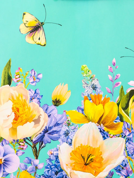 Цена за 2 шт. Пакет подарочный ламинированный вертикальный Цветочная панорама, 26?12?32 см