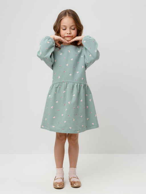 КР 5922/голубой прибой,мини розочки платье для дев