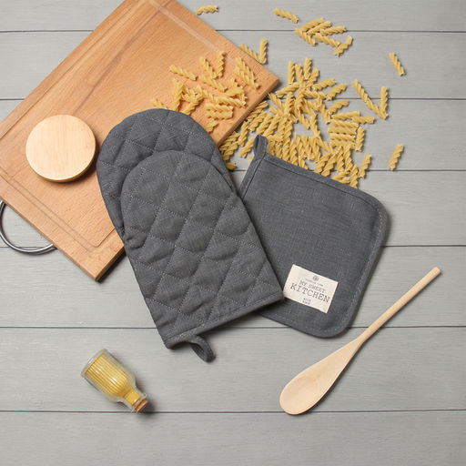 Набор кух. Этель ECO grey: варежка 15х28см, прихватка 19х19см, 100% лён, 245 г/м2  фото 8