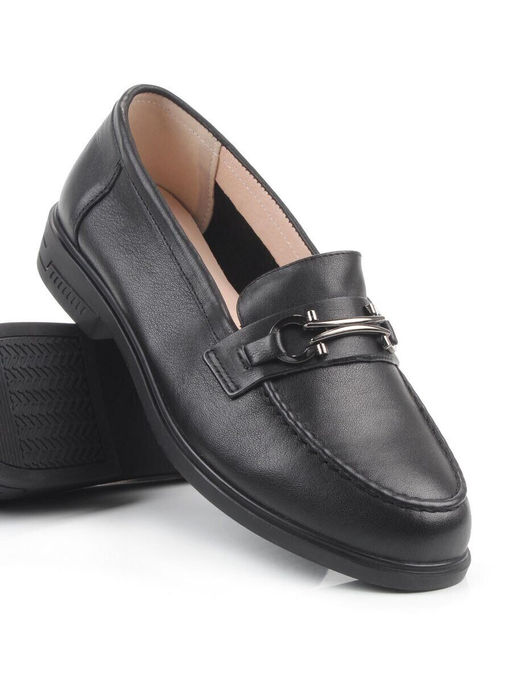 03-DEB16-1 BLACK Лоферы женские (натуральная кожа)