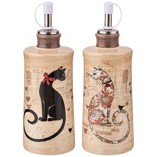 НАБОР ДЛЯ МАСЛА/УКСУСА AGNESS ПАРИЖСКИЕ КОТЫ 2ПР. 6,5*14,5 СМ 300 МЛ